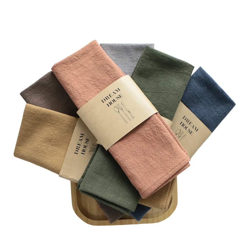 Baumwollleinen verdicken bunte Stoffservietten, wiederverwendbares Stoff-Tischset, für Küche, Esszimmer, Hotel, Restaurant, Serviertisch-Dekoration Image