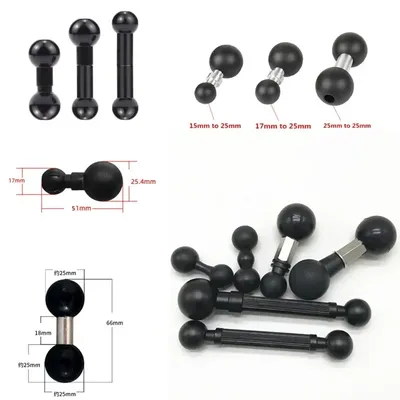 1 Zoll 25 mm Kugelkopf auf 13 mm 15 mm 17 mm Adapter Dual Ball Mount Halter Transfer für Gopro Action Kamera Smartphone GPS Halterung