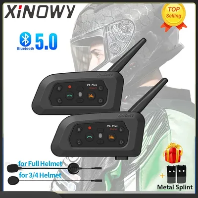 XiNOWy V6 PLUS Motorradhelm Bluetooth-Headset Gegensprechanlage Wasserdicht 6 Fahrer 1200 m Image