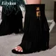Eilyken Designer Fransen Keile Stiefel Sandalen Frau High Heels Open Toe Party Prom Schuhe sexy Reiß