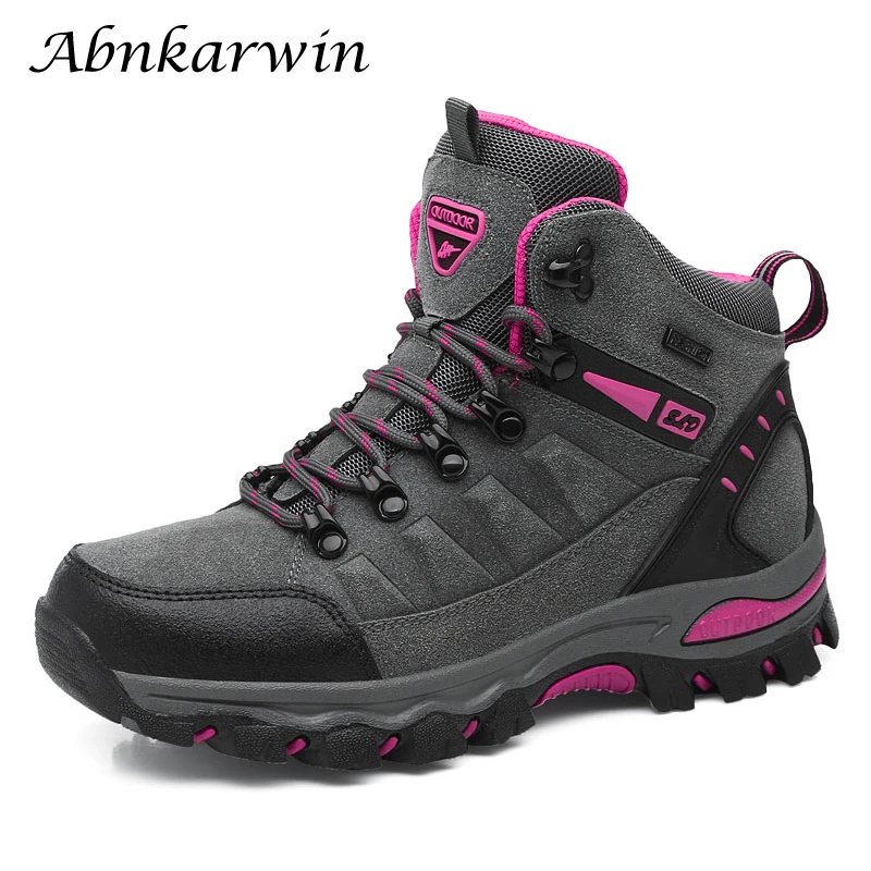 Winter Frauen Ankle Outdoor Trekking Stiefel Wanderschuhe Frauen Bergsteigen Trekking Turnschuhe Wandelschoenen Botas Mujer Image