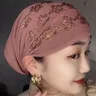 Sommer Diamanten Turban Kappen für Frauen Elastische Wrap Kopf Bonnet Muslim Hijab Turbane Weibliche