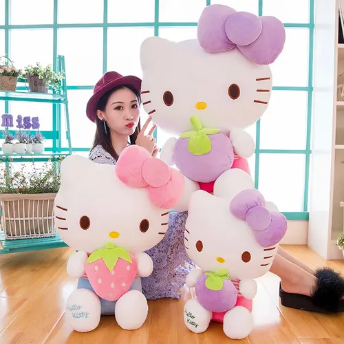 Nette Kawaii Hallo Kitty Plüsch Puppen Mit Erdbeere Katze Stopfte Stofftiere Kissen Sofa Kissen