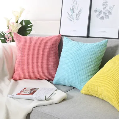 Cord Wie Maiskörner Werfen Kissenbezug 40/45/50/55/60/66cm Einfarbig supersoft Kissen Abdeckung Image