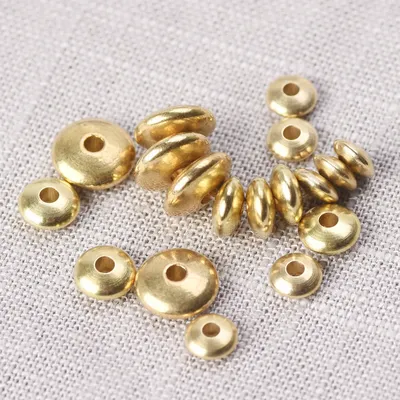 Flache Runde Rondelle 5mm 6mm 8mm Solide Messing Metall Licht Gold Farbe Lose Spacer Handwerk Perlen