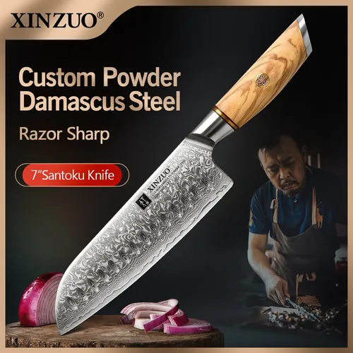Xinzuo 7 ''Zoll Santoku Messer 73 Schichten echte Damast Stahl Muster Messer profession elle scharfe