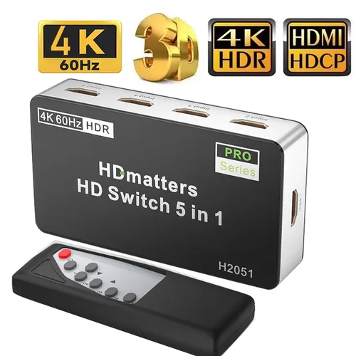 5-Port HDMI 2 0 Switch 4k 60Hz HDR HDMI Switch 5 in 1 für PS5 Xbox HDTV 4K Switcher HDMI Hub Box