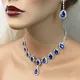 Trendy Blau Wasser Tropfen Strass frauen Halskette Mit Silber Farbe Intarsien Zirkon Pandent Für