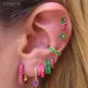 Crmya Kupfer vergoldet Ohrring Set für Frauen Farbe cz Zirkon Piercing Clip Creolen baumeln Ohrringe