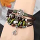 Handgemachte Webart Charme Baum des Lebens Wrap Leder Herren Armbänder für Frauen Stern Armreifen