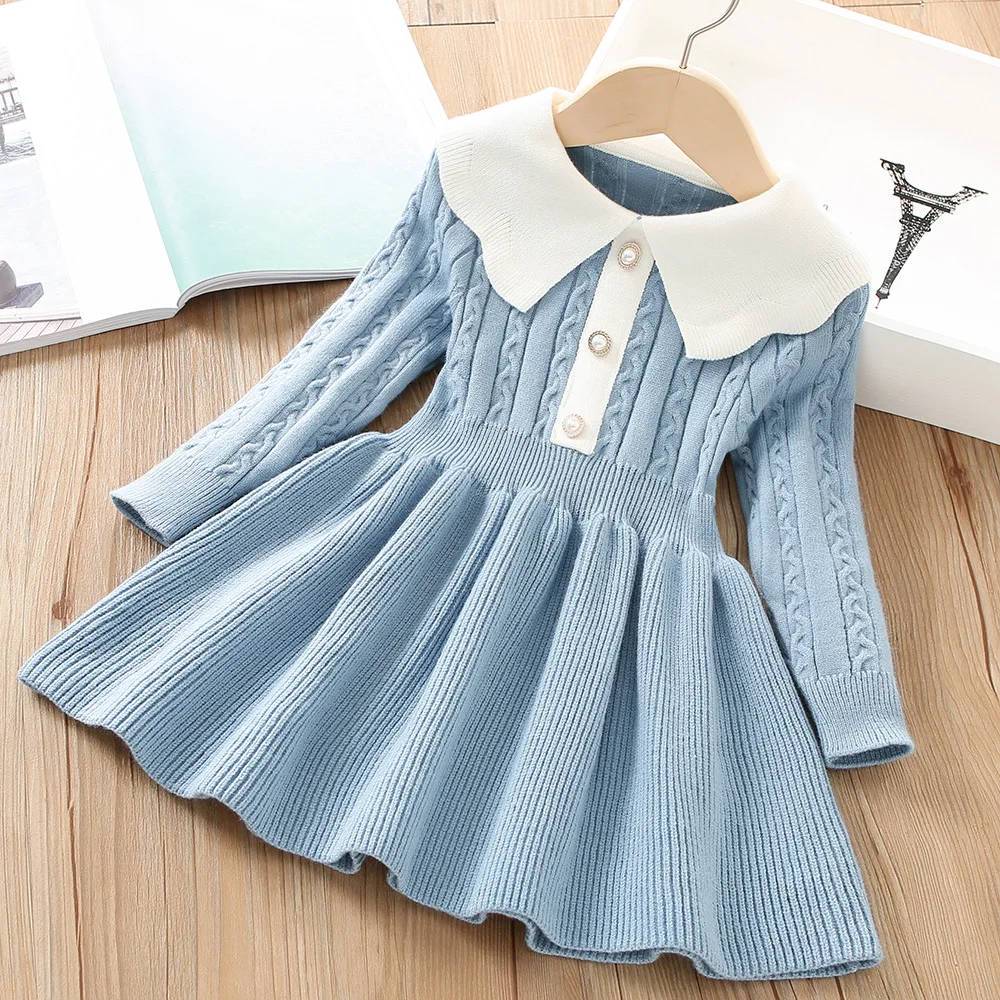 Mädchen Kleid Winter Stricken Pullover Kleid Herbst Langarm Prinzessin Kleid Vestidos Warme Kleinkind Mädchen Kleidung Kinder Kleidung Image