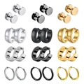 1 Pairs Multi Arten Unisex Schwarz Gold Farbe Edelstahl Ohrring Für Frauen Männer Punk Gothic