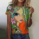 Sommer mode Top Frauen 3d Blumen T-Shirts Mädchen Gesicht Malerei Harajuku bunte schöne Kurzarm