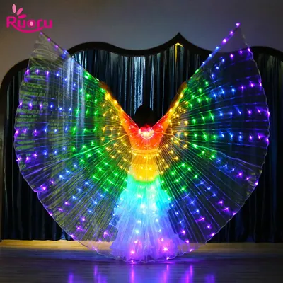 Ruoru Regenbogen Farbe Ach Winkel Led Flügel Erwachsene Led Kostüm Circus Led Licht Leucht Kostüme