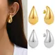 Edelstahl glänzende Wasser tropfen Ohrringe für Frauen leichte hohle vergoldete klobige Reifen Dupes