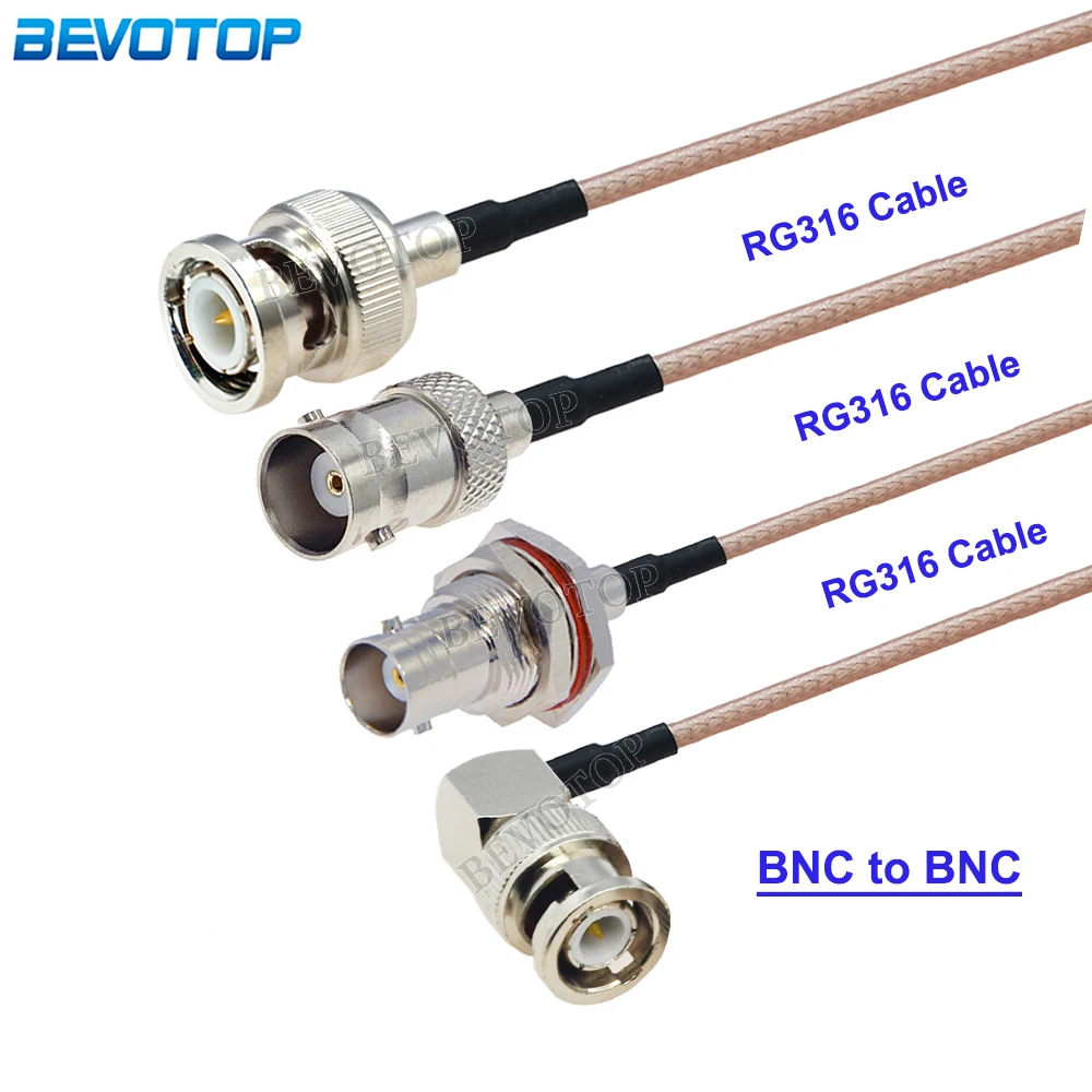 RG316-Kabel, BNC-Stecker auf BNC-Stecker/BNC-Buchse, HD-SDI RG-316, HF-Koaxial-Koaxial-Antenne, Pigtail-Jumper, 50-Ohm-Adapter Image