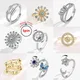 2024 Mode Perlen Angst Ring Zappeln Spinner Ringe Korea Kristall Schmetterling Blume Stern Mond Ring