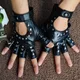 1 paar Halloween Schwarz Pu Leder Finger Handschuhe Weiblichen Halb Finger Fahren Frauen Mode Punk