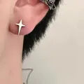 2pc Gothic Punk Stil Kupfer Metall Studs Ohrringe Silber Farbe Sterne Kreuz Pendientes Mode Für