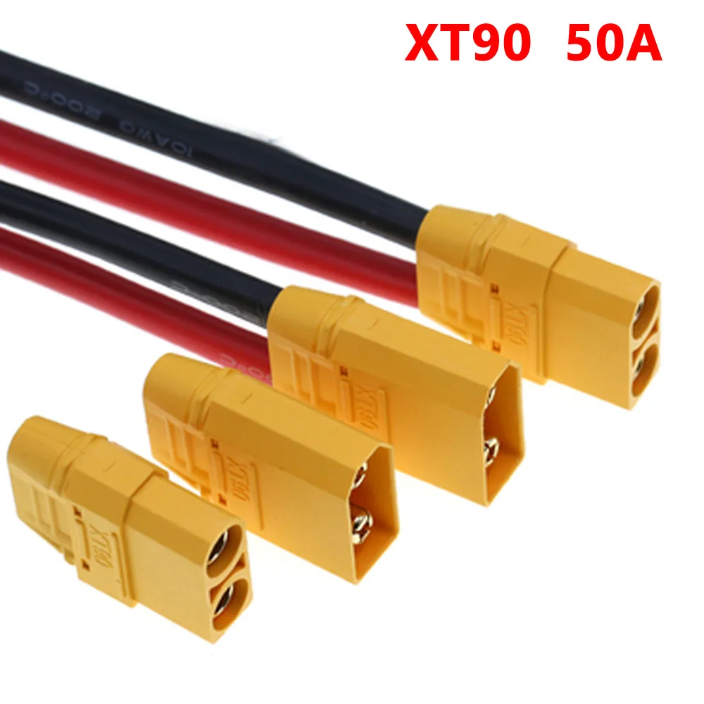 50 cm Stromdraht-Verbindungskabel XT90 XT60 männlich weiblich Stecker mit 10 AWG 12 AWG 30 cm flexibles Silikonkabel für Elektroauto Image