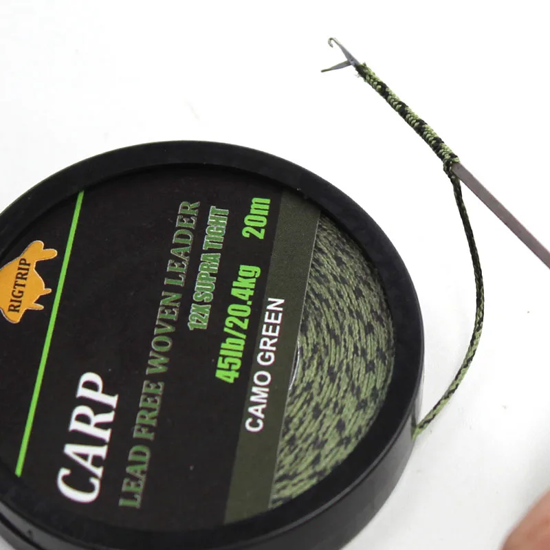 20 m Karpfen-Angelschnur, geflochten, NICHT Blei-Kern, Karpfen-Vorfachschnur, Camo Green Mainline Leadcore für Carp Rig Chod Helicopter Rig Image