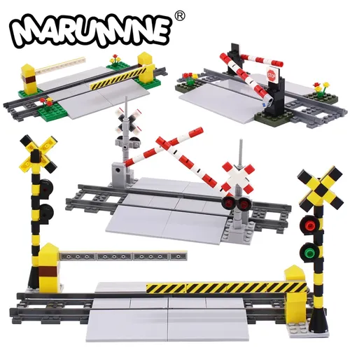 Marumine Ziegel MOC Zug Kreuzung Eisenbahn Aisel Modell Set Schiebe Bar mit 53401 Gerade Tracks City