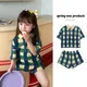 2024 ins Kinder T-Shirt Sommer Mädchen koreanischen Stil süße und süße Kleid Polo Top Waffel Set