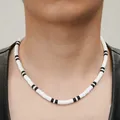 2022 neue Mode Bohemian Design Schmuck Frau Mann Einfache Schwarz Weiß Perlenkette Handgemachte