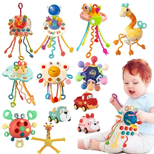 Kinder Montessori Sensorische Spielzeug Baby Spielzeug 1 2 3 Jahr Pull String Pädagogisches