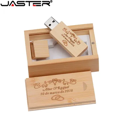 JASTER Kostenloses individuelles Logo Fotografie aus Holz mit Box USB 2.0 Flash Drives64GB 32GB 16GB Image