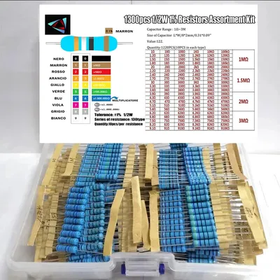 1300PCS 1/2W 0,5W 1% 1R~3M Ohm 130Werte Metallschichtwiderstand Sortiment Kit Image