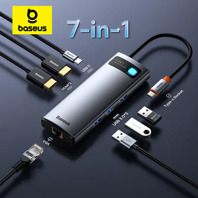 Baseus USB C HUB auf HDMI-kompatiblen VGA USB 3.0 Adapter 9/11 in 1 USB Typ C HUB Dock für MacBook Pro Air PD RJ45 SD Kartenleser Image