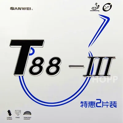 SANWEI T88 III (T88-3) Tischtennis Gummi (Halb-klebrig, schleife) mit Schwamm Pickel In SANWEI Ping Pong Gummi Image
