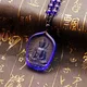 Hohe Qualität Einzigartige Natürliche Blau Kristall Geschnitzte Buddha Glück Amulett Anhänger