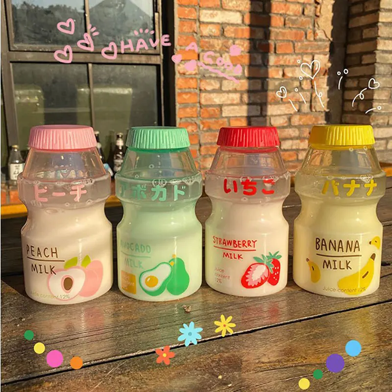 480ml Kunststoff Wasser Flasche Nette Tour Trinken Flaschen Shaker Yakult Form Kawaii Milch Karton Glas Wasser Flaschen Für Mädchen bidon Image