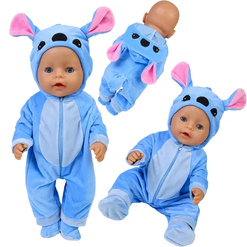 43cm Puppe Kleidung 18 Zoll Puppen Verbunden Pyjamas mit Hut Für Fit Bjd 1/4 Puppe Baby Reborn