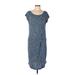 Max Studio Casual Dress - DropWaist Scoop Neck Short sleeves: Blue Dresses - Women's Size Large