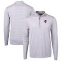 Men's Cutter & Buck Gray/White Minnesota Twins Virtue Eco Pique Micro Stripe Big Tall Recycled Quarter-Zip Pullover Top