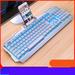 Gaming Keyboard LED Backlit 104 Keys Quiet Light Up Keyboard Wrist Rest Multimedia Keys Whisper Silent Anti-ghosting Keys Waterproof USB Wired Keyboard for PC Mac Xbox - Metallic white ice blue