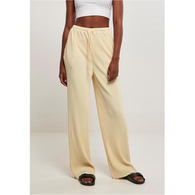 Stoffhose URBAN CLASSICS "Urban Classics Damen Ladies Plisse Pants", Damen, Gr. M, US-Größen, gelb (softgelb), 100% Polyester, unifarben, loose fit, Hosen Image