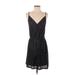 BCBGeneration Casual Dress - Wrap Plunge Sleeveless: Black Print Dresses - Women's Size Small