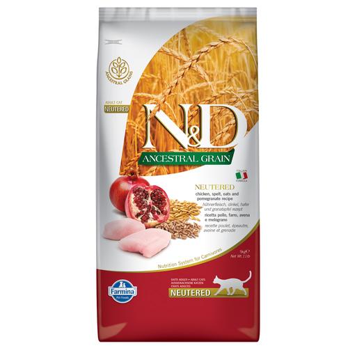 2x5kg Farmina N&D Cat Ancestral Grain Chicken & Pomegranate Neutered Trockenfutter Katze