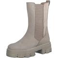 MARCO TOZZI Damen Chelsea Boots aus Leder Plateau, Braun (Taupe Nubuck), 40