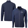 Men's Cutter & Buck Navy PGA TOUR Volunteers Big Tall Adapt Eco Knit Hybrid Recycled Full-Zip Jacket