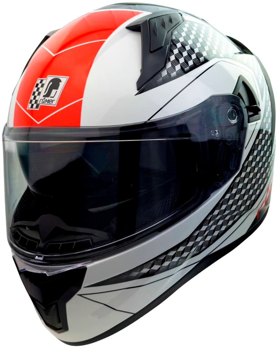 Motorradhelm RÖMER HELME "Integralhelm Eifel" Gr. XL, schwarz-weiß (weiß, schwarz, rot), Helme, XL Kopfumfang: 61cm - 62cm, mit integriertem Sonnenvisier Image