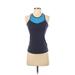 Brooks Active Tank Top: Blue Color Block Activewear - Women's Size X-Small