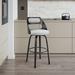 Ivy Bronx Leovanis Swivel Faux Leather Counter & Bar Stool w/ Wooden Legs & Metal Footrest Wood/Upholstered/Leather/Metal/Faux leather | Wayfair