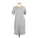 Velvet Casual Dress - Shift Crew Neck Short sleeves: Gray Print Dresses - Women's Size Small