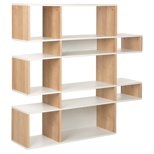 Bücherregal mit 5 Fächern aus hellem Holz und weißem MDF-Papier Offene Rückwandregale