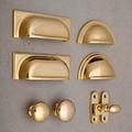 Polished Brass Cupboard Handles & Knobs - Kitchen Cup Pulls Shaker Style English Solid Cast Quality British